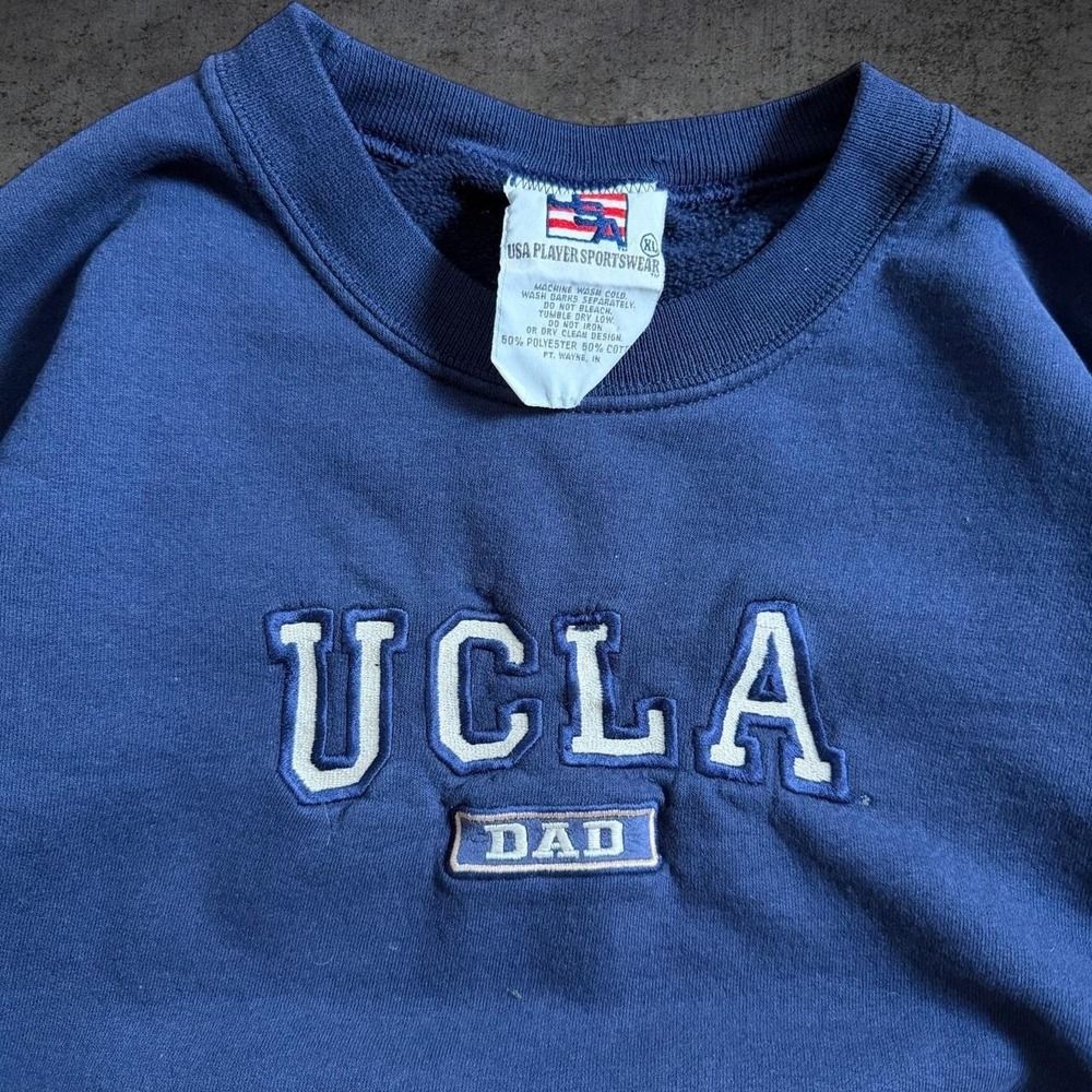 Vintage 90's UCLA Dad Blue Crewneck Sweater Made In USA College Casual Retro